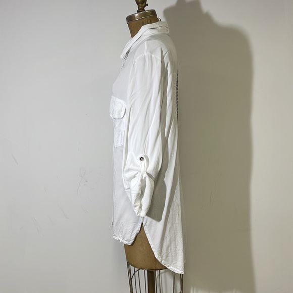 Free for Humanity White Skull Button Down Top Size Medium - Picture 6 of 7